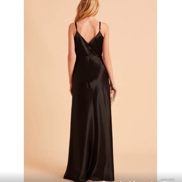 Birdy Grey Black Satin Maxi Dress Straps V Neck size S - Picture 2 of 12